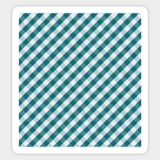 Dark Teal and White Check Gingham Plaid Sticker